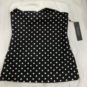 Emerson Lang Black and White Polka Dot Strapless Top size Medium
